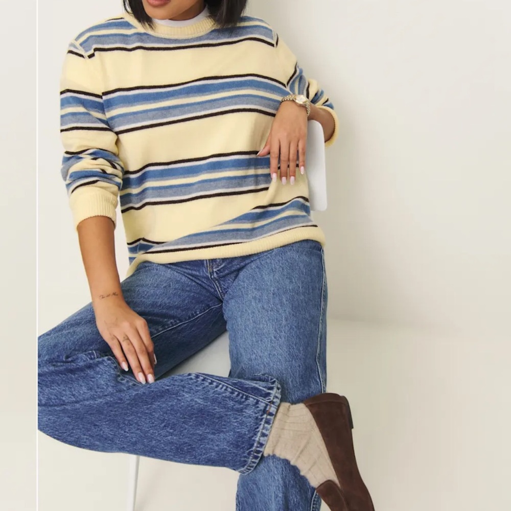 **** ISO**** Reformation Striped Sweater in Blue and Yellow